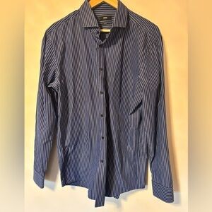 Boss Hugo Boss-Light Blue/Dark blue pin striped botton up shirt